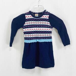 HEALTHTEX Blue Fair Isle Heart Toddler Sweater Dress